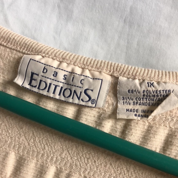 Khaki tan basic editions v neck blouse 1x guc - Picture 2 of 12